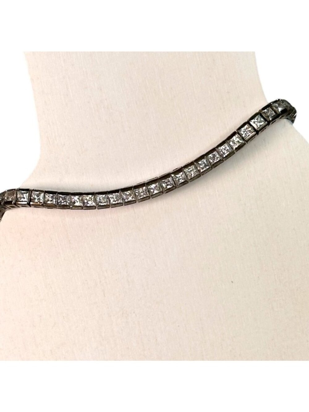 Landau Silvadium CZ Tennis Bracelet EUC Rare 925 Palladium Plated Retired